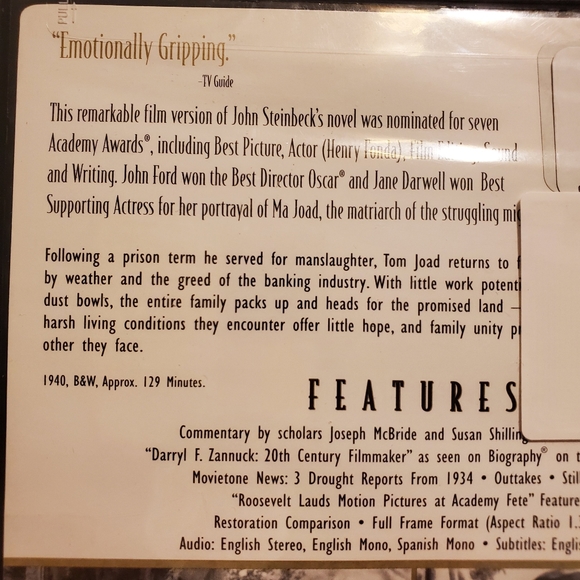 Grapes of Wrath DVD New - Picture 3 of 4